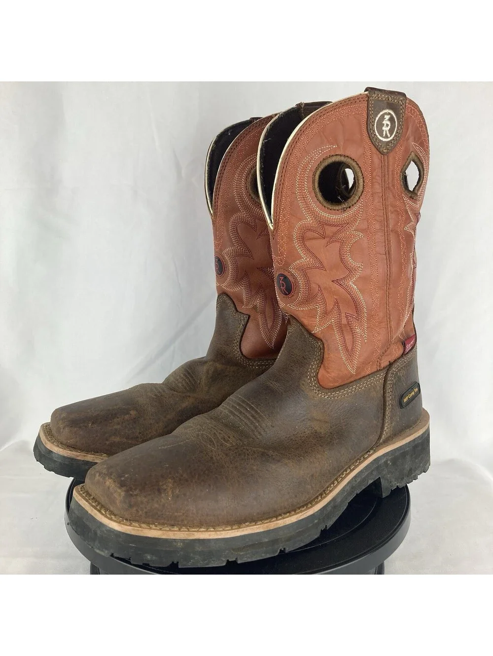 Men's Size 8D Tony Lama Composite Toe Work Boots Fireball Orange RR3300 Leather